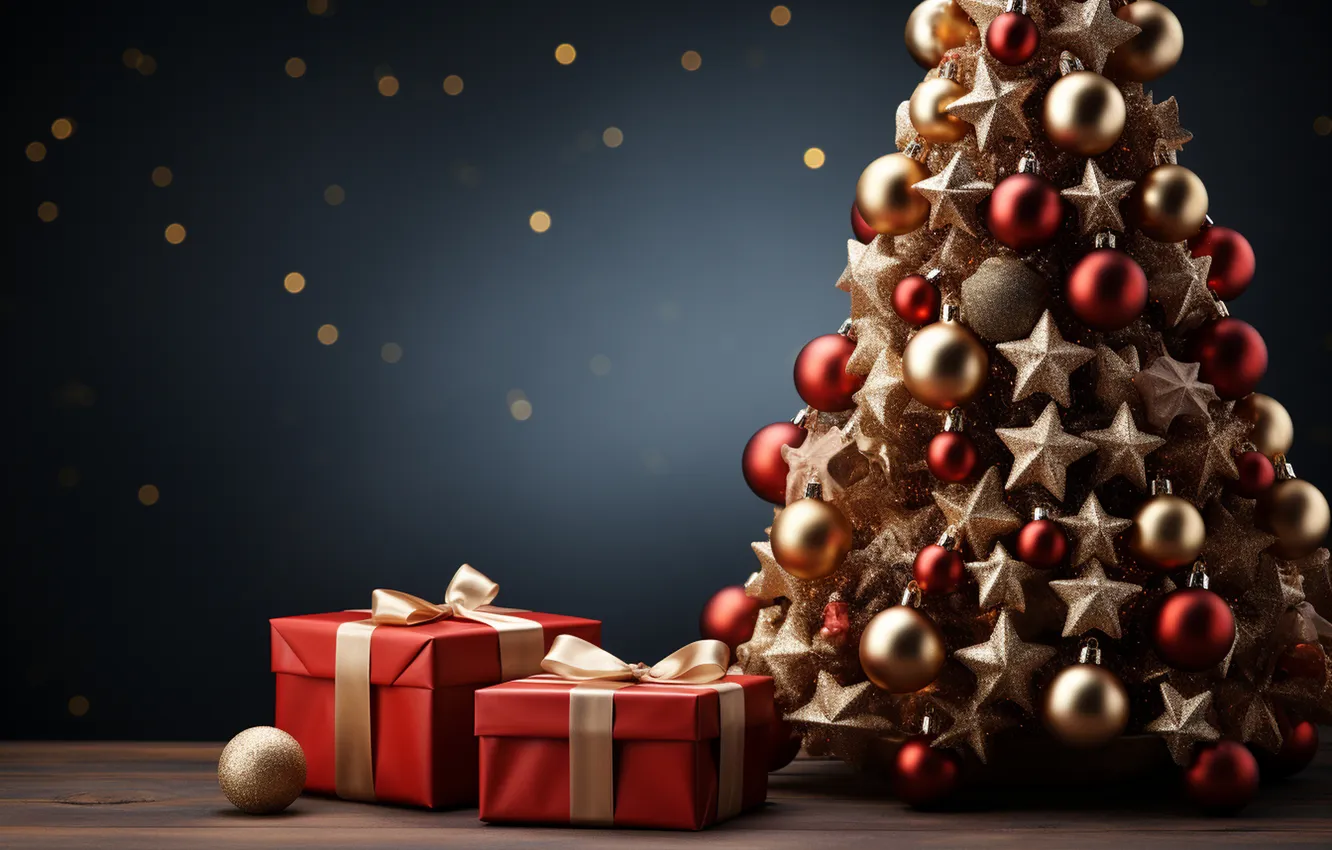 Фото обои елка, Рождество, подарки, Новый год, Christmas, tree, decoration, gift boxes