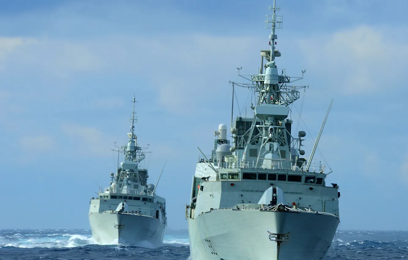 Фото обои фрегаты, HMCS Fredericton, HMCS Halifax, Королевский Флот Канады