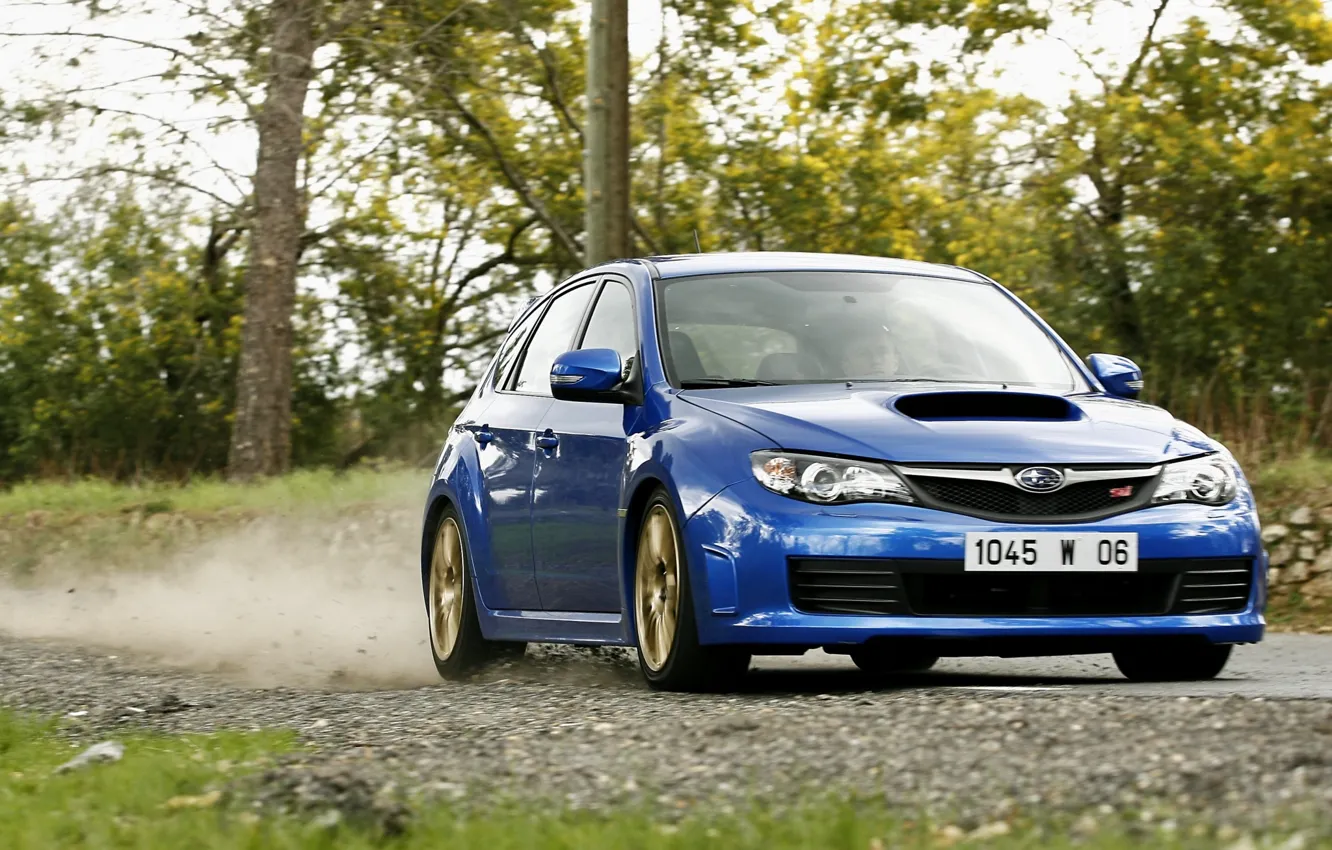 Фото обои Subaru, blue, субару импреза, Subaru Impreza WRX Sti