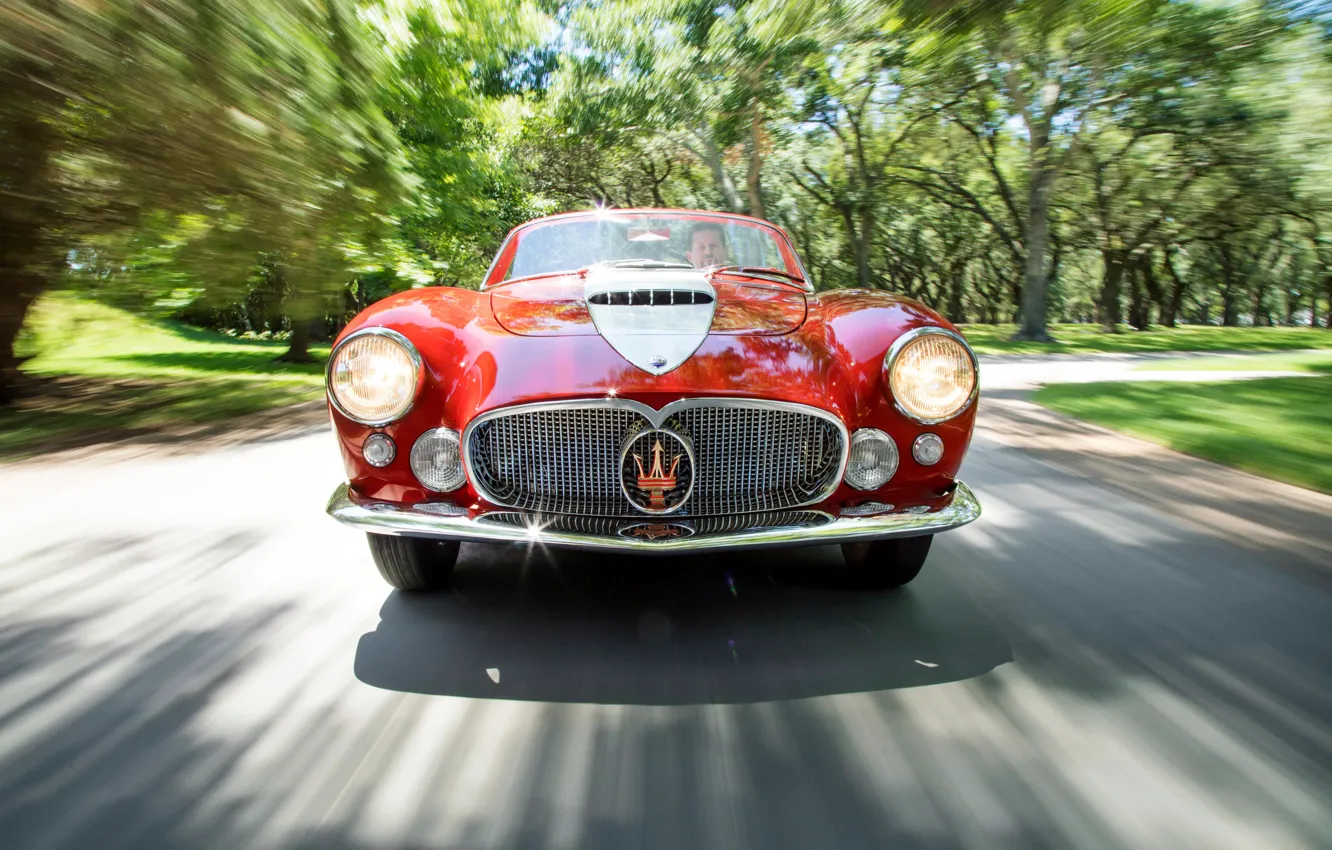Фото обои Maserati, Скорость, Бампер, Фары, Classic, Хром, 1956, Classic car
