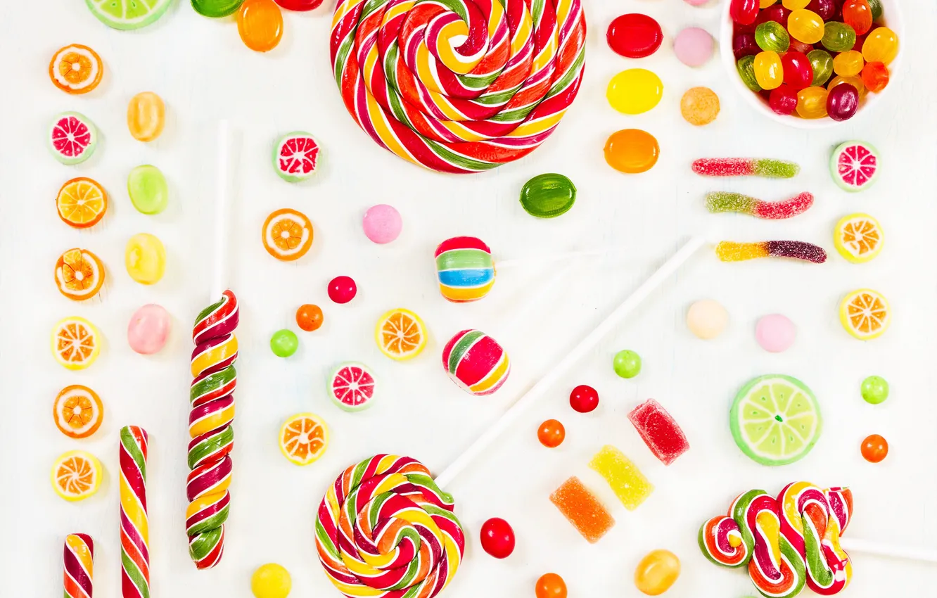 Фото обои конфеты, леденцы, разноцветные, сладкое, драже, sweets
