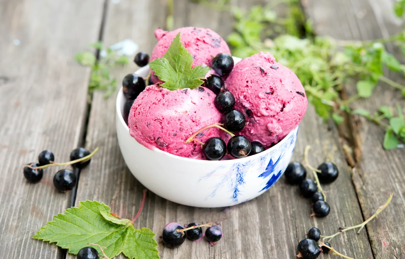 Фото обои шарики, мороженое, десерт, смородина