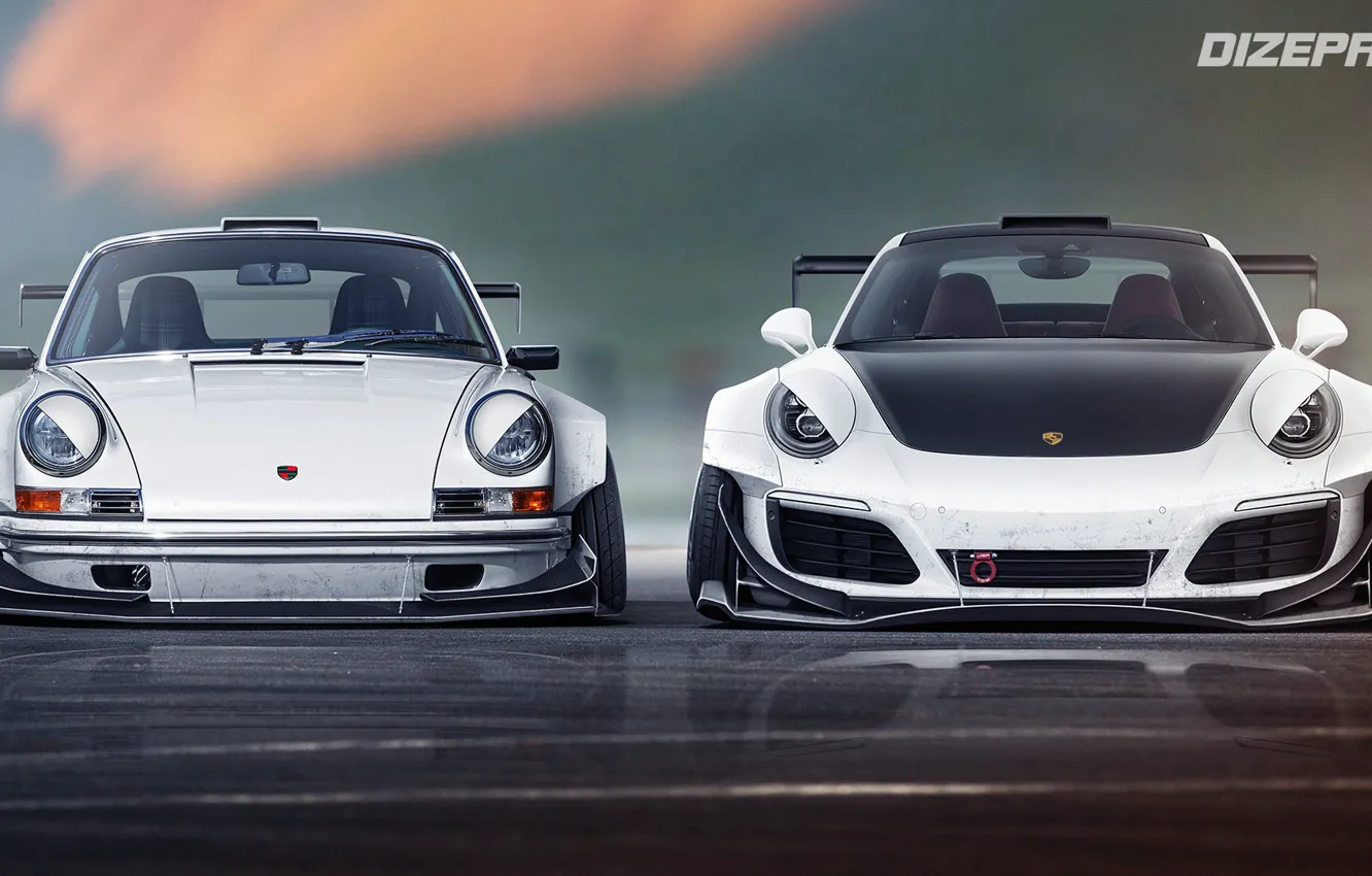 Фото обои Авто, Белый, 911, Porsche, Машина, Porsche 911, Рендеринг, Спорткар