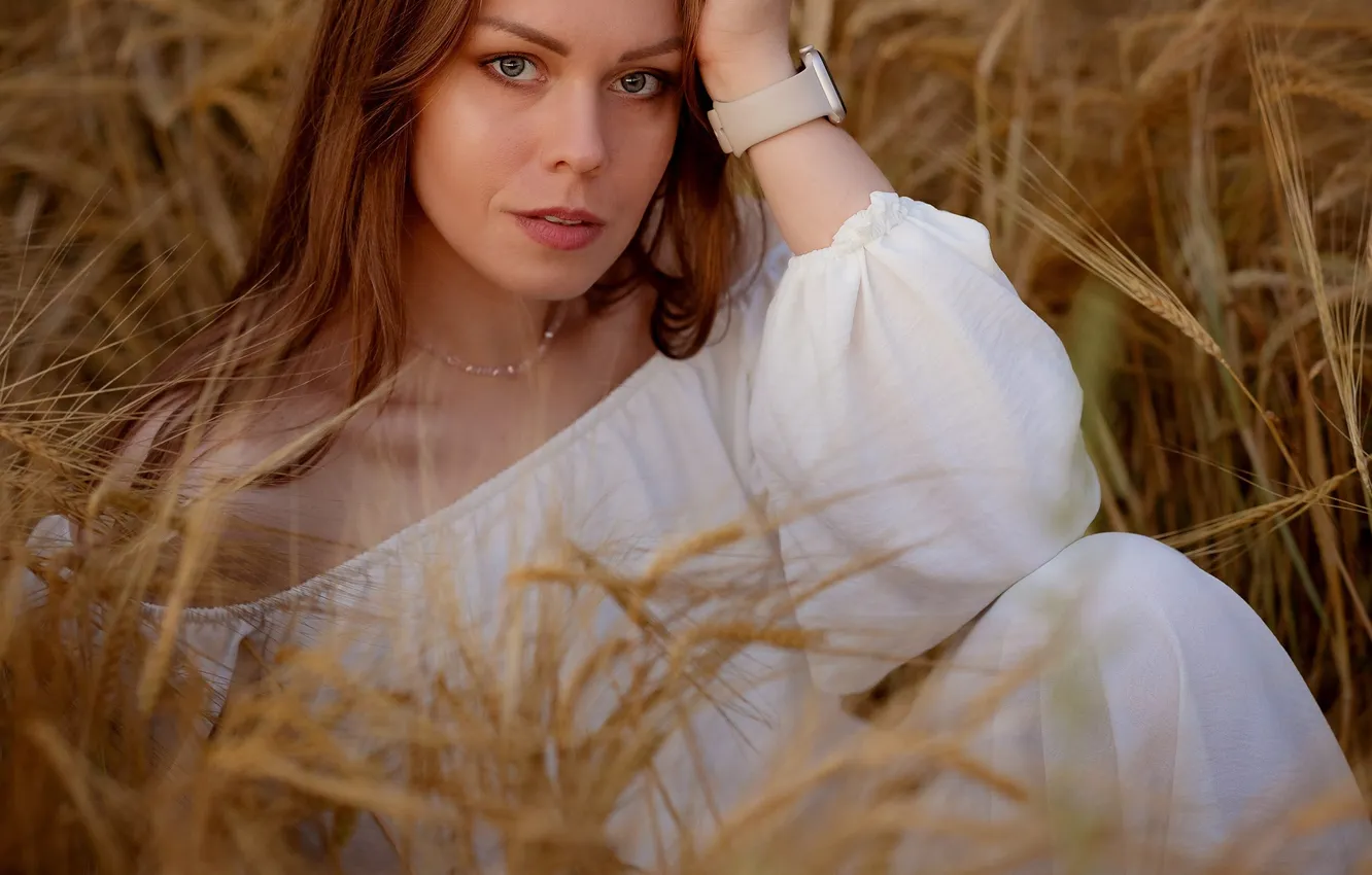 Фото обои пшеница, модель, портрет, фотосессия, Мария Ульянкина