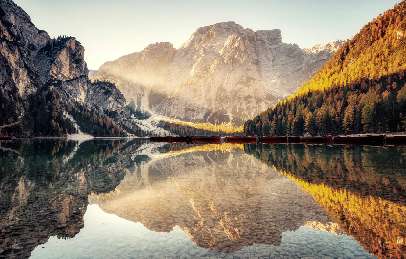 Фото обои wallpaper, Dawn, Landscapes, Mountains, picture, River, Reflection