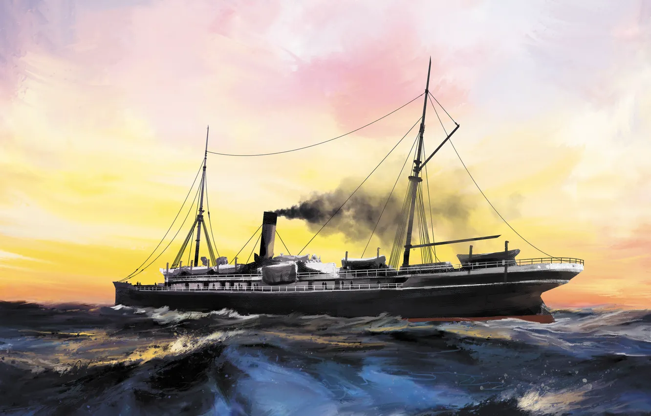 Фото обои волны, корабль, Transatlantic Ships, britannia