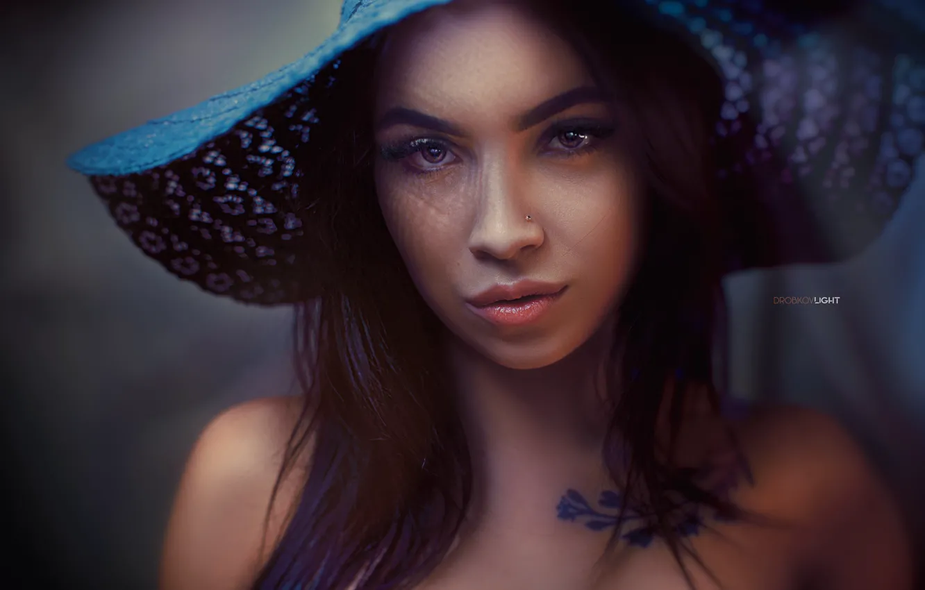 Фото обои взгляд, девушка, лицо, портрет, шляпа, Alexander Drobkov-Light, Ангелина Сорокина