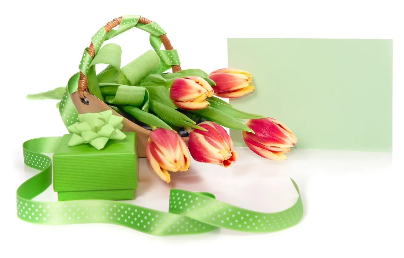 Фото обои день рождения, подарок, букет, тюльпаны, Anya Ivanova