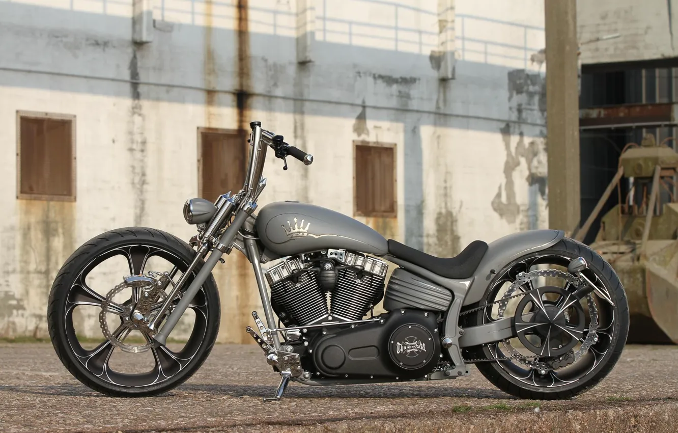 Фото обои Harley-Davidson, Gray, Custom, Softail, Motorcycle, Thunderbike, Thunderbike customs