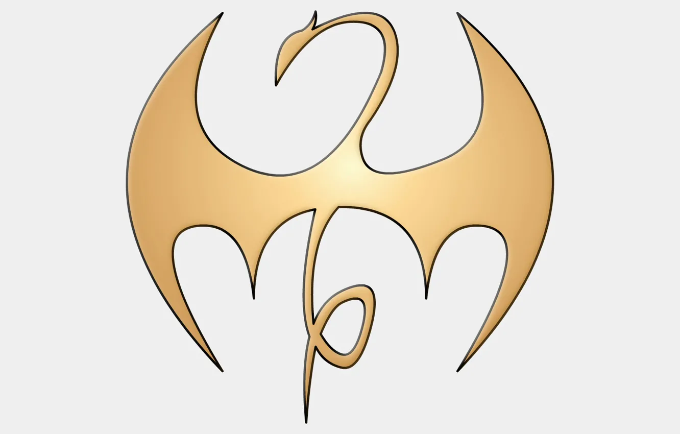Фото обои golden, logo, white, dragon, fon, Marvel comic, Iron Fist