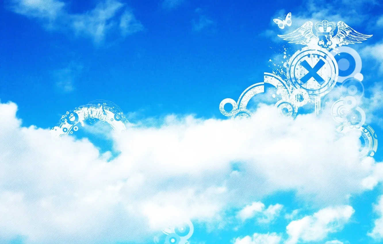 Фото обои небо, облака, полоски, полосы, узоры, плоские фигуры, белое, бабочка