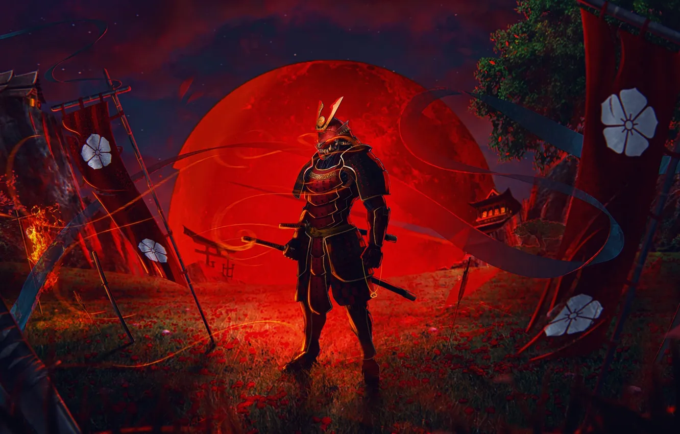 Фото обои wallpaper, Art, picture, Samurai, Illustrations