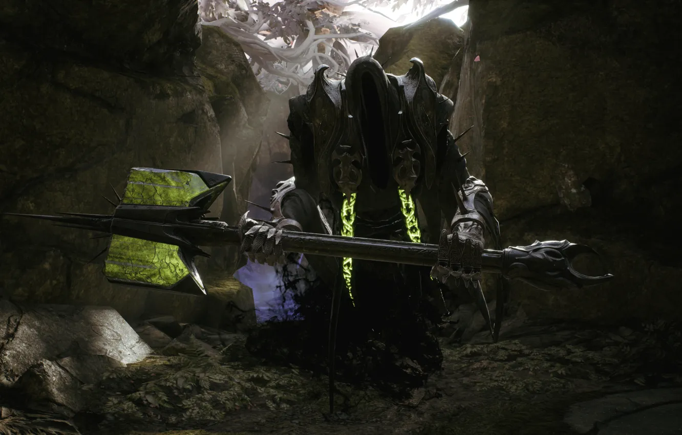 Фото обои dark, wallpaper, game, warhammer, armor, Microsoft Windows, rocks, blade