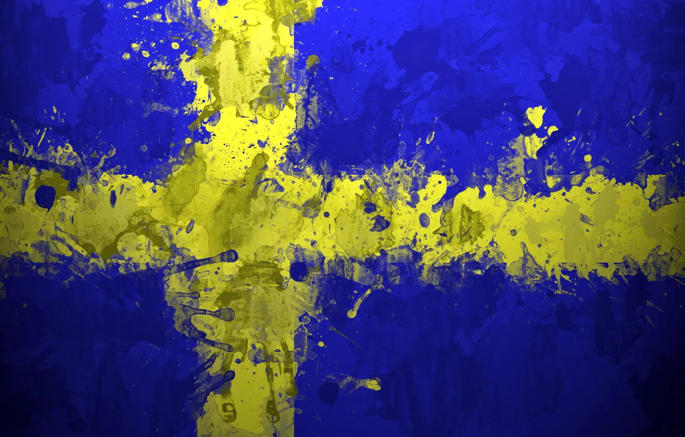 Фото обои краски, флаг, Швеция, Sweden, Sverige