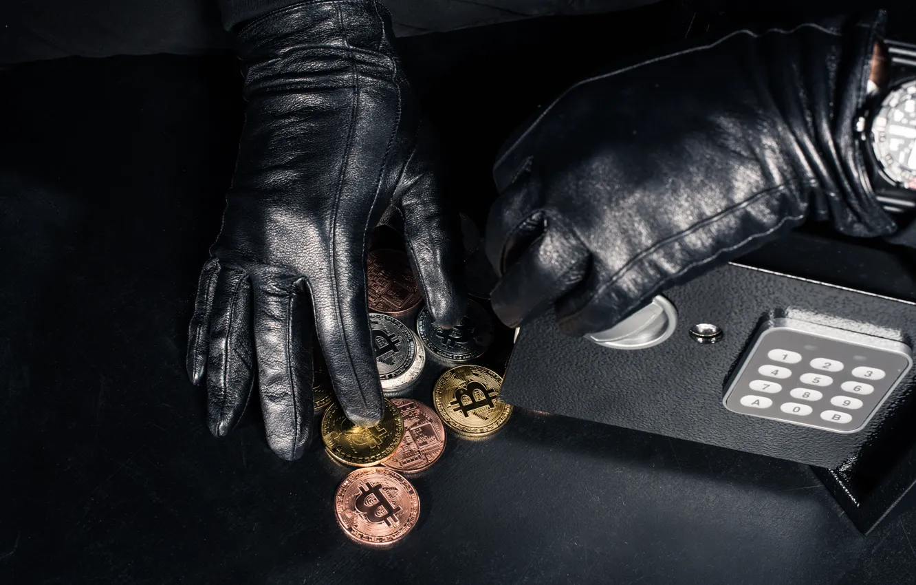 Фото обои gloves, coin, bitcoin