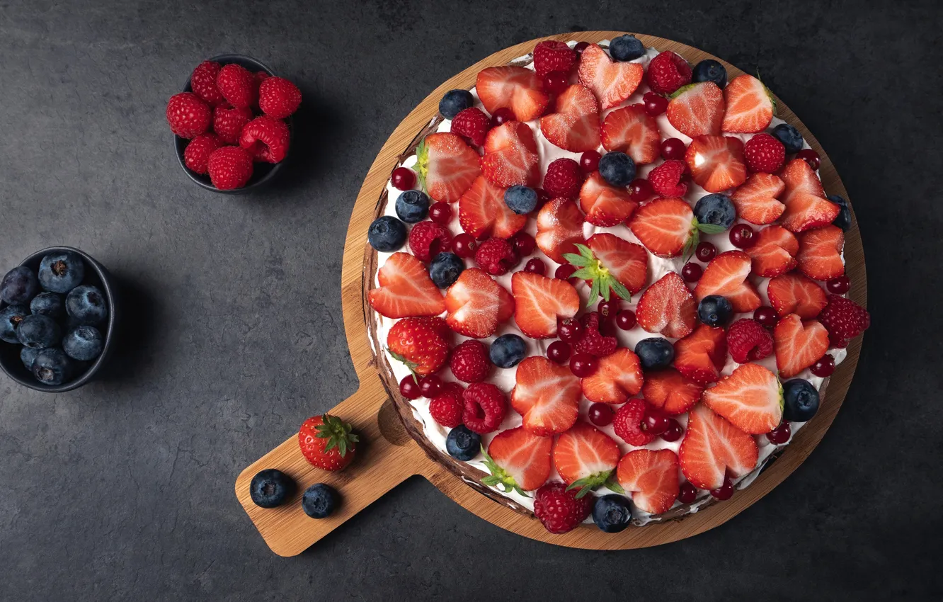 Фото обои ягоды, малина, фон, клубника, десерт, голубика
