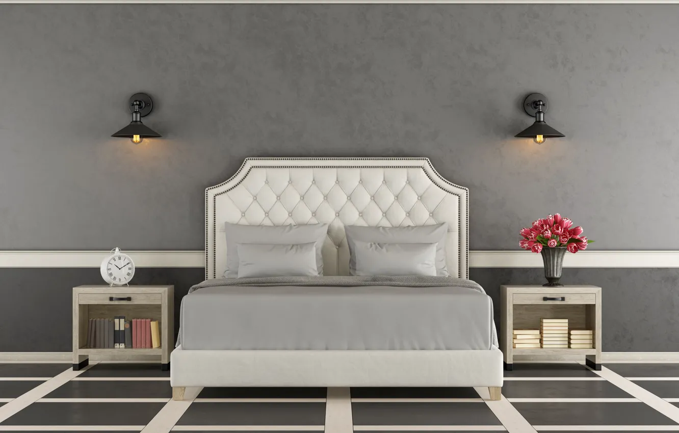 Фото обои кровать, интерьер, спальня, модерн, bedroom
