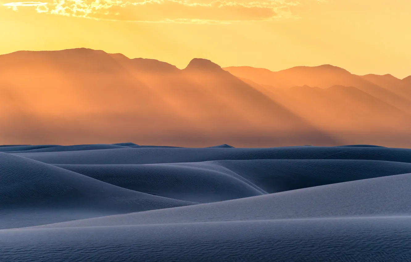 Фото обои горы, рассвет, пустыня