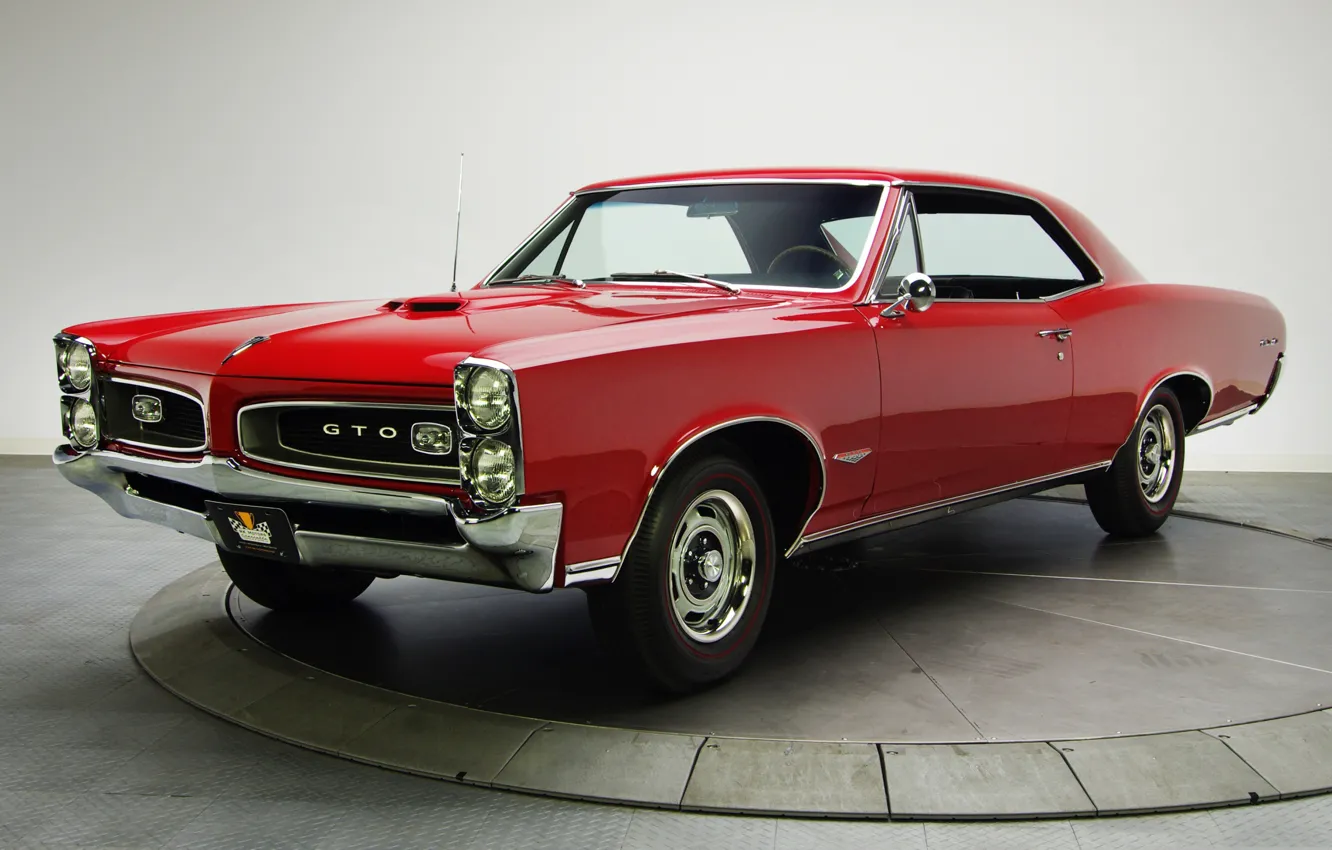 Фото обои ретро, купе, Red, Pontiac, GTO, 1966