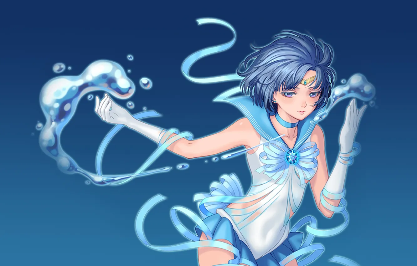 Фото обои вода, девушка, перчатки, bishoujo senshi sailor moon, mizuno ami, sailor mercury