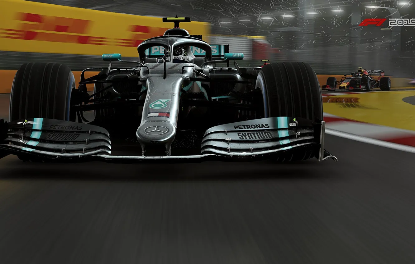Фото обои трасса, гоночный автомобиль, F1 2019, Mercedes AMG F1 W10 EQ Power+