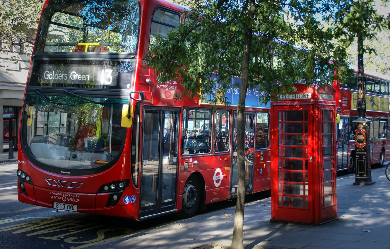 Фото обои красный, city, город, улица, вид, англия, лондон, панорама