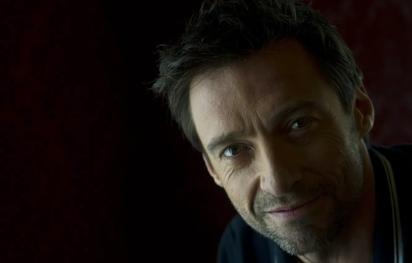 Фото обои лицо, актер, мужчина, черный фон, хью джекман, hugh jackman