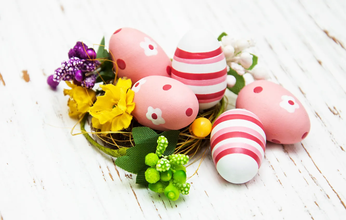 Фото обои праздник, яйца, весна, Пасха, декор, Easter
