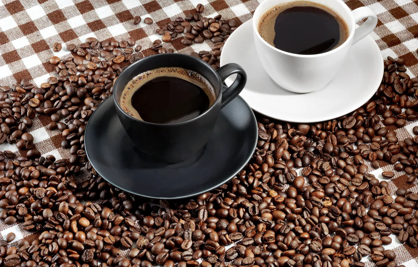 Фото обои кофе, еда, чашки, кофейные зерна