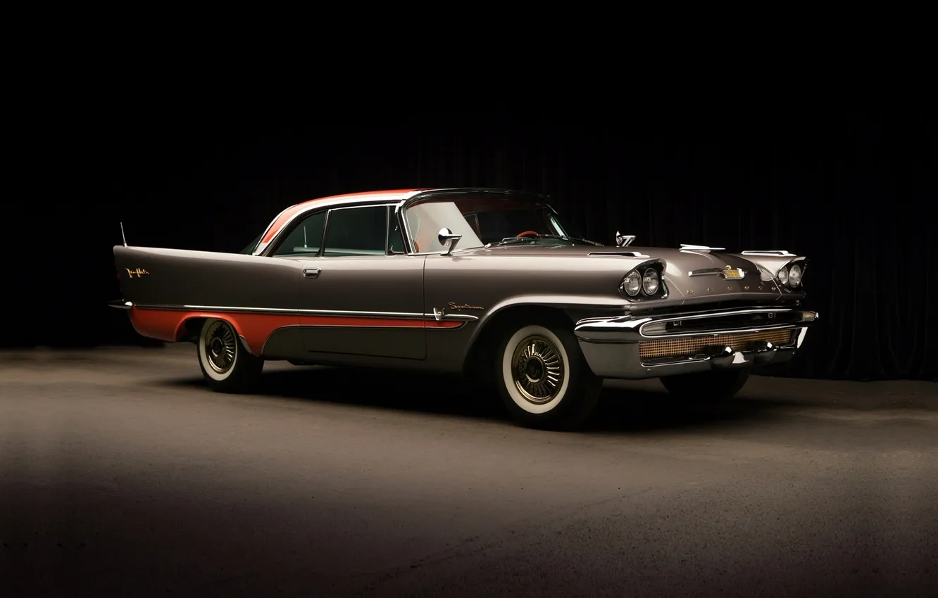 Фото обои полумрак, классика, передок, 1957, hardtop, красивая машина, 2-door, desoto