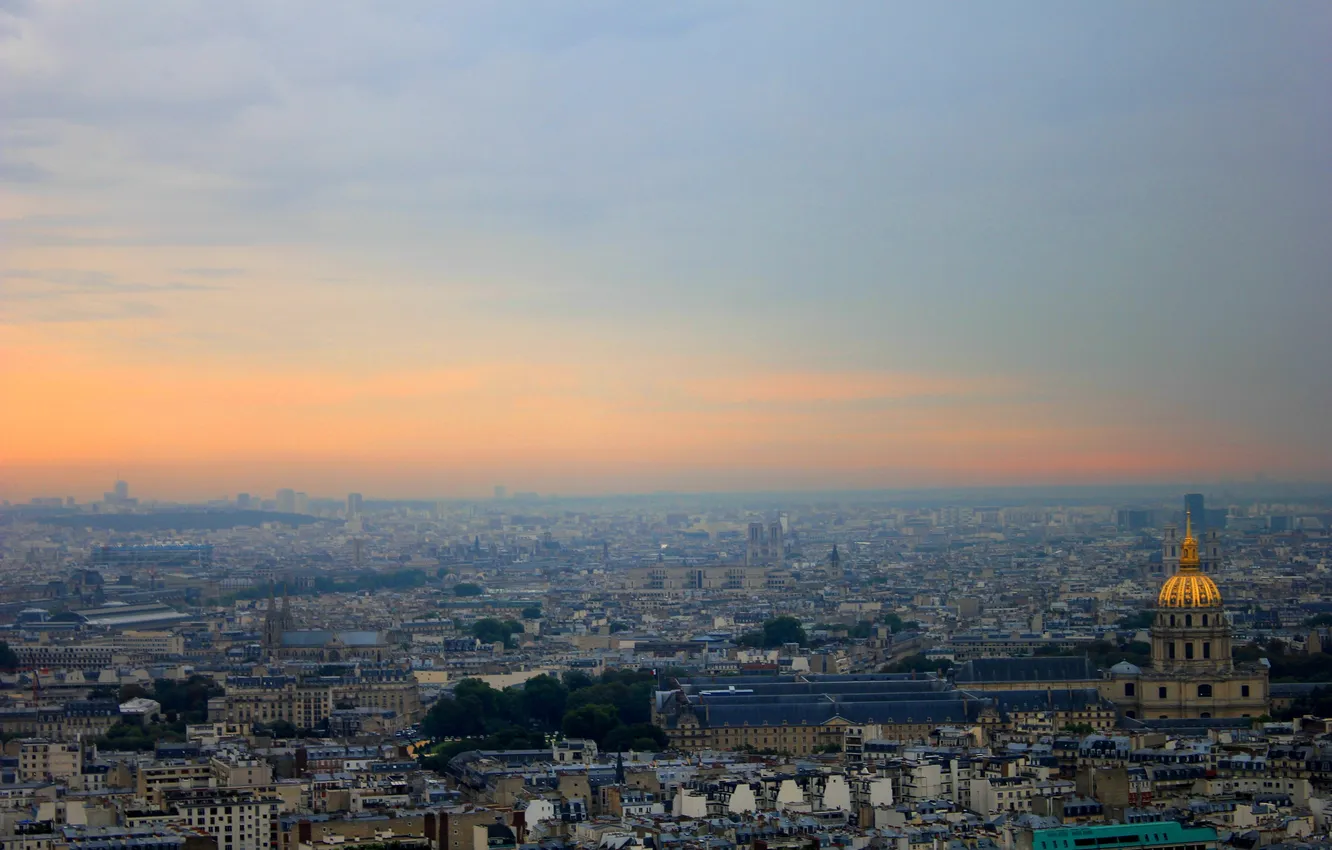 Фото обои небо, Париж, Панорама, Paris, Пейзаж