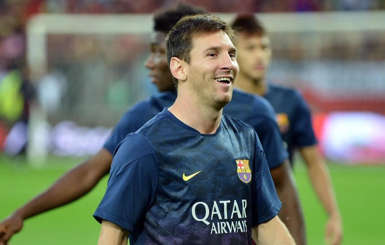 Фото обои улыбка, футбол, Lionel Messi, Барселона, Barcelona, Messi, Leo, Лео