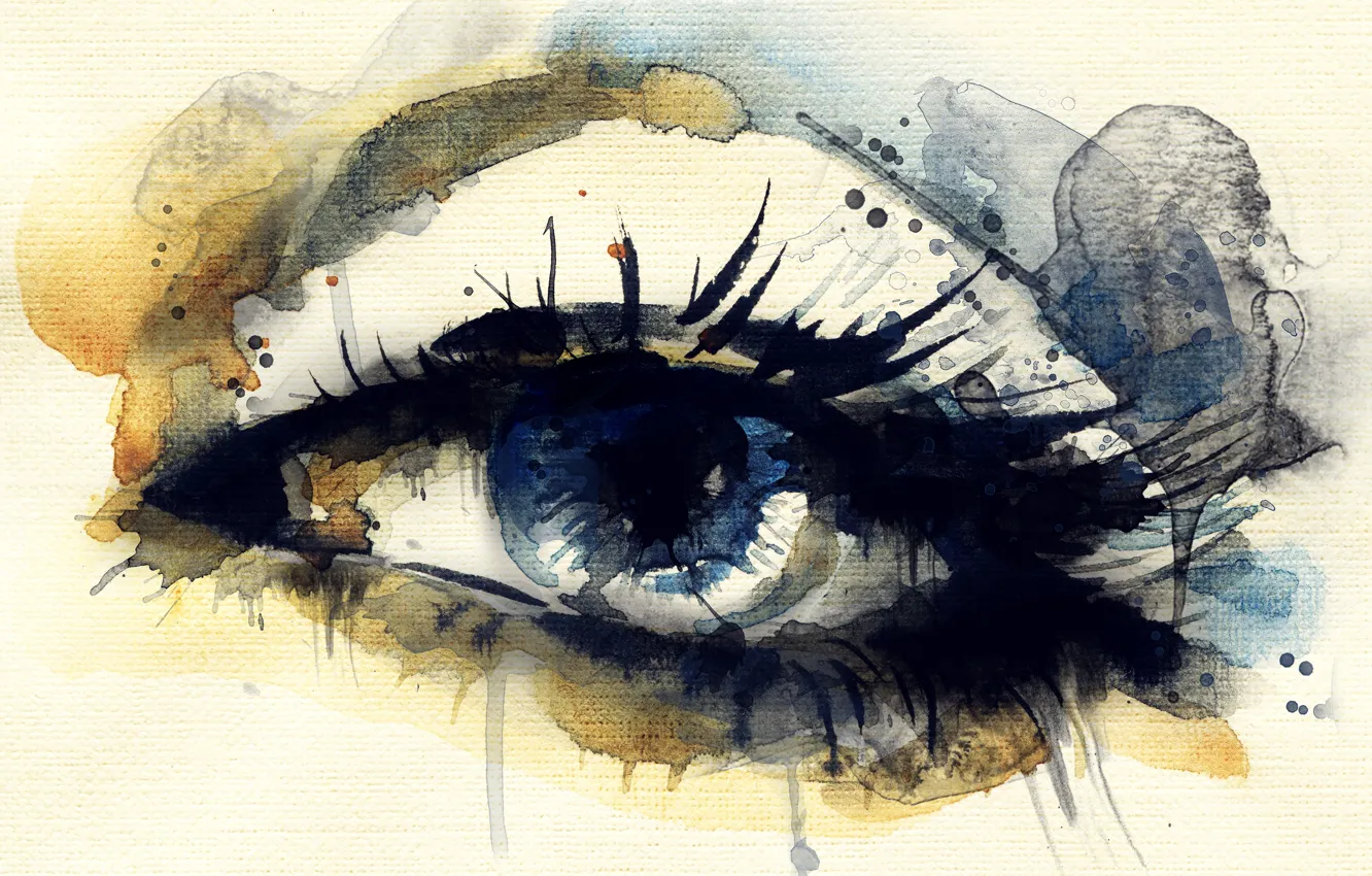 Фото обои синий, глаз, ресницы, краска, пятна, живопись, обои от lolita777, радужка
