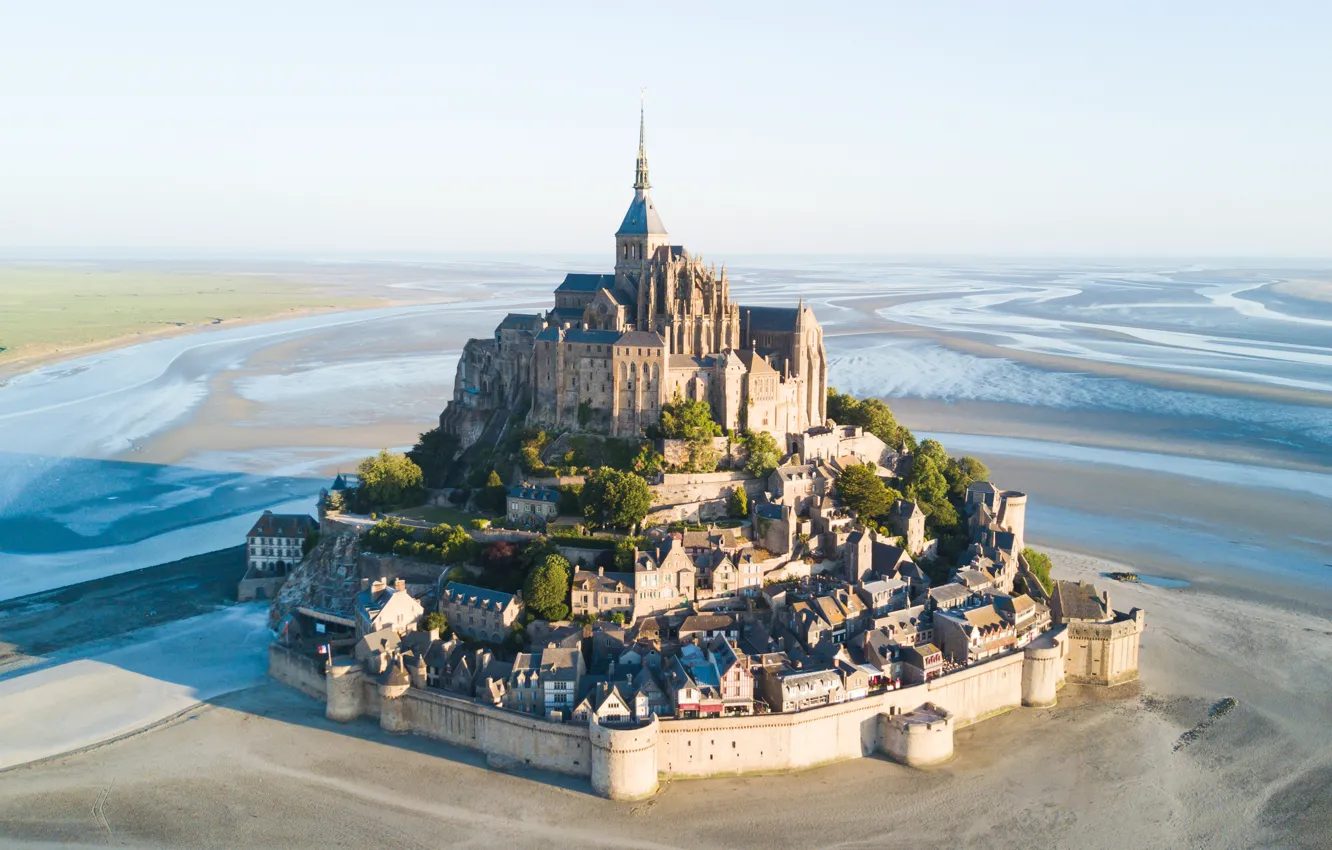 Фото обои замок, Франция, Мон-Сен-Мишель