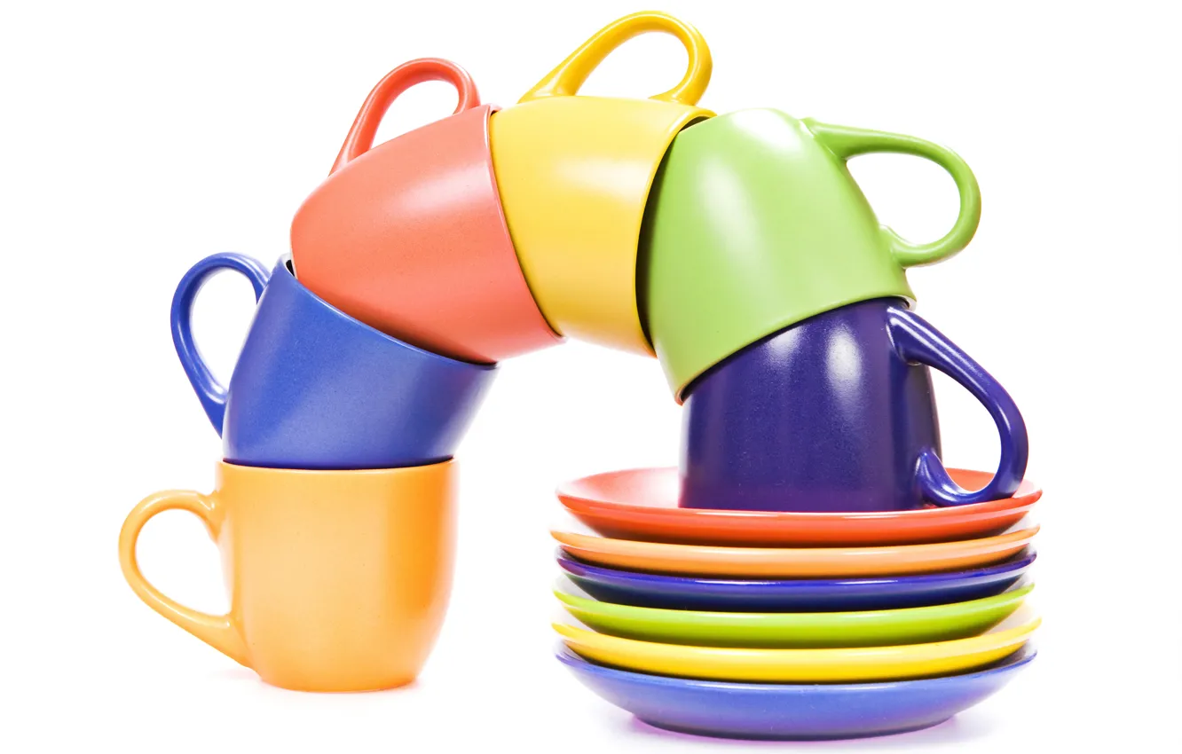 Фото обои цвет, чашки, посуда