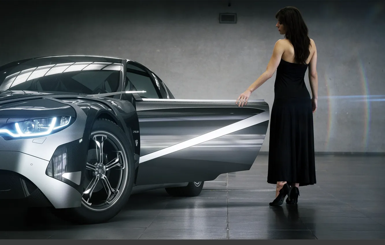 Фото обои Carbon, Concept Car, Woman, 3D Car, Everia, Tronatic