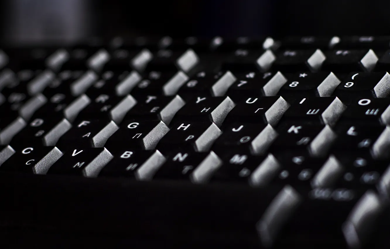 Фото обои макро, клавиши, черно-белое, клавиатура