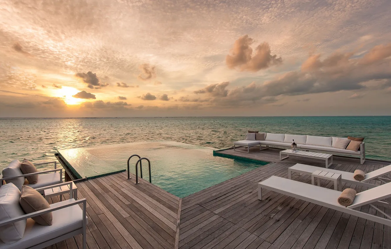 Фото обои море, отдых, бассейн, Мальдивы, Conrad Maldives Rangali Island