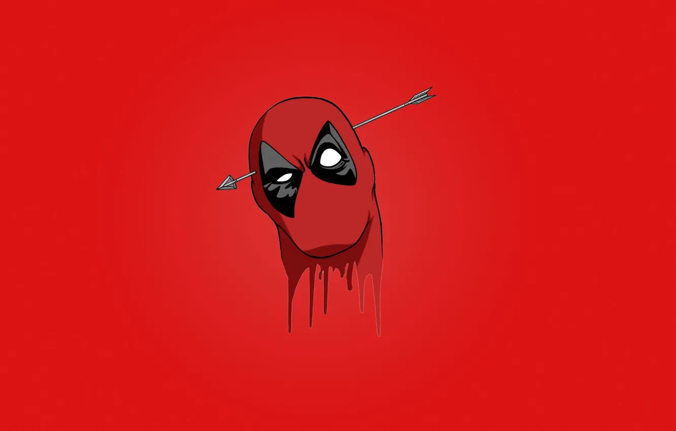 Фото обои red, blood, Deadpool, mask, head, Wade Wilson, arrow, Marvel comics