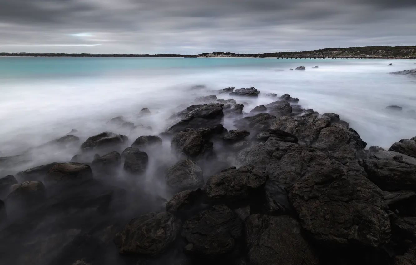 Фото обои море, камни, берег, Исландия, каменистый