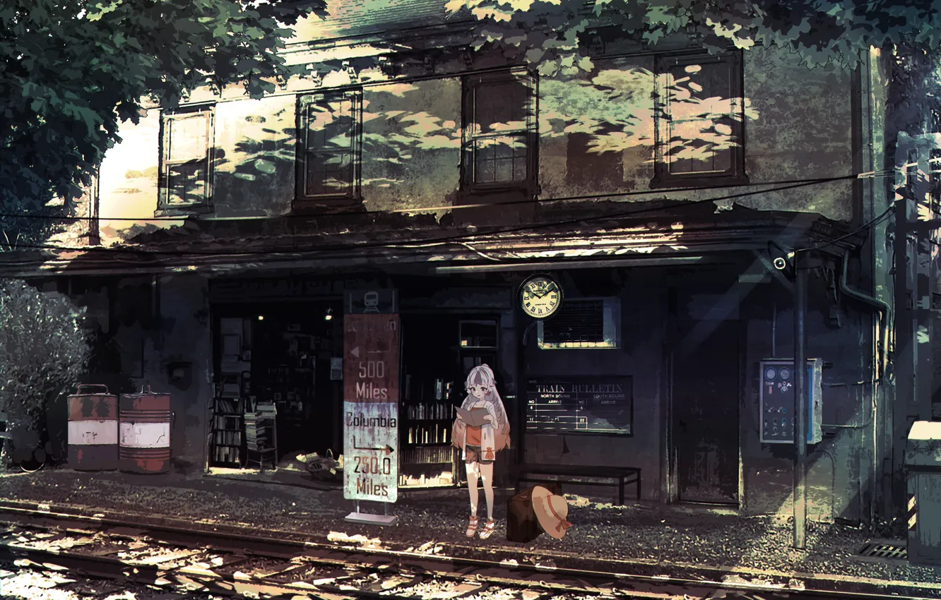 Фото обои девушка, рельсы, станция, Arknights, Snowsant
