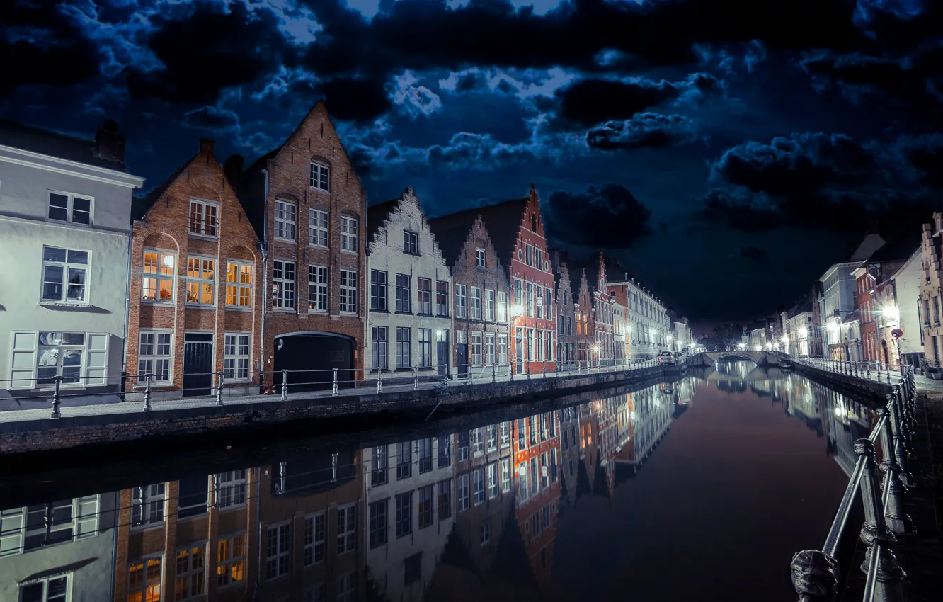 Фото обои ночь, город, Bruges by night