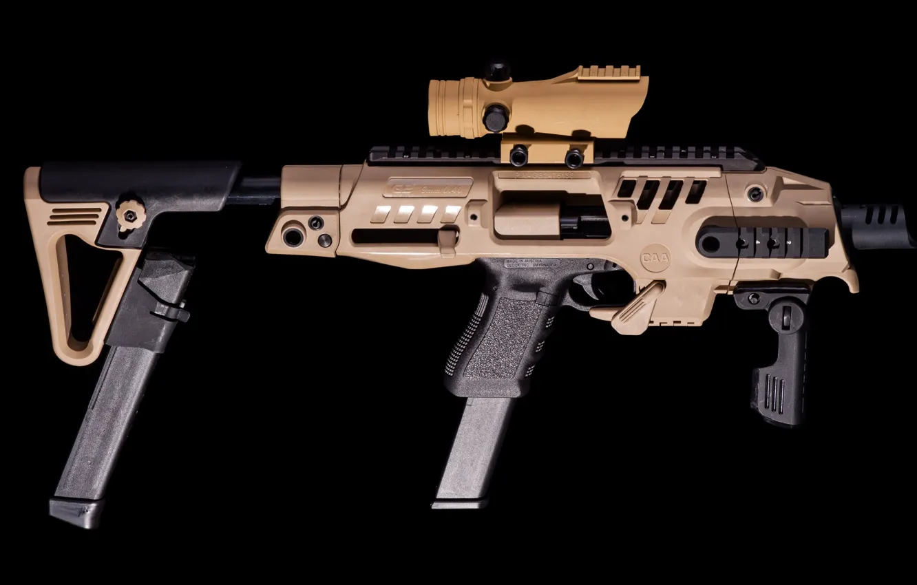 Фото обои wallpaper, gun, weapon, Glock, 9mm, hd, 4k, Glock SBR