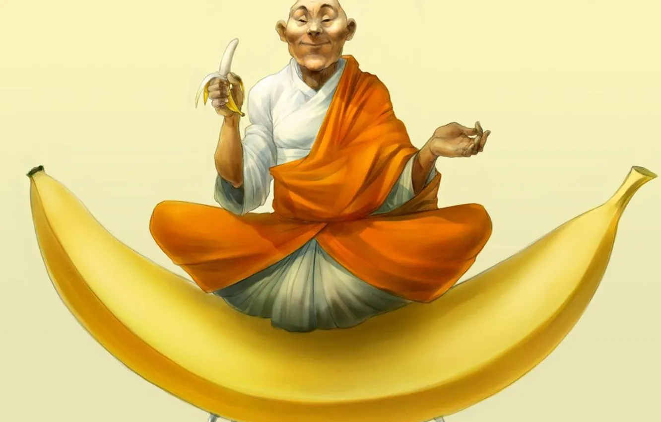 Фото обои настроение, рисунок, бананы, йог, асана