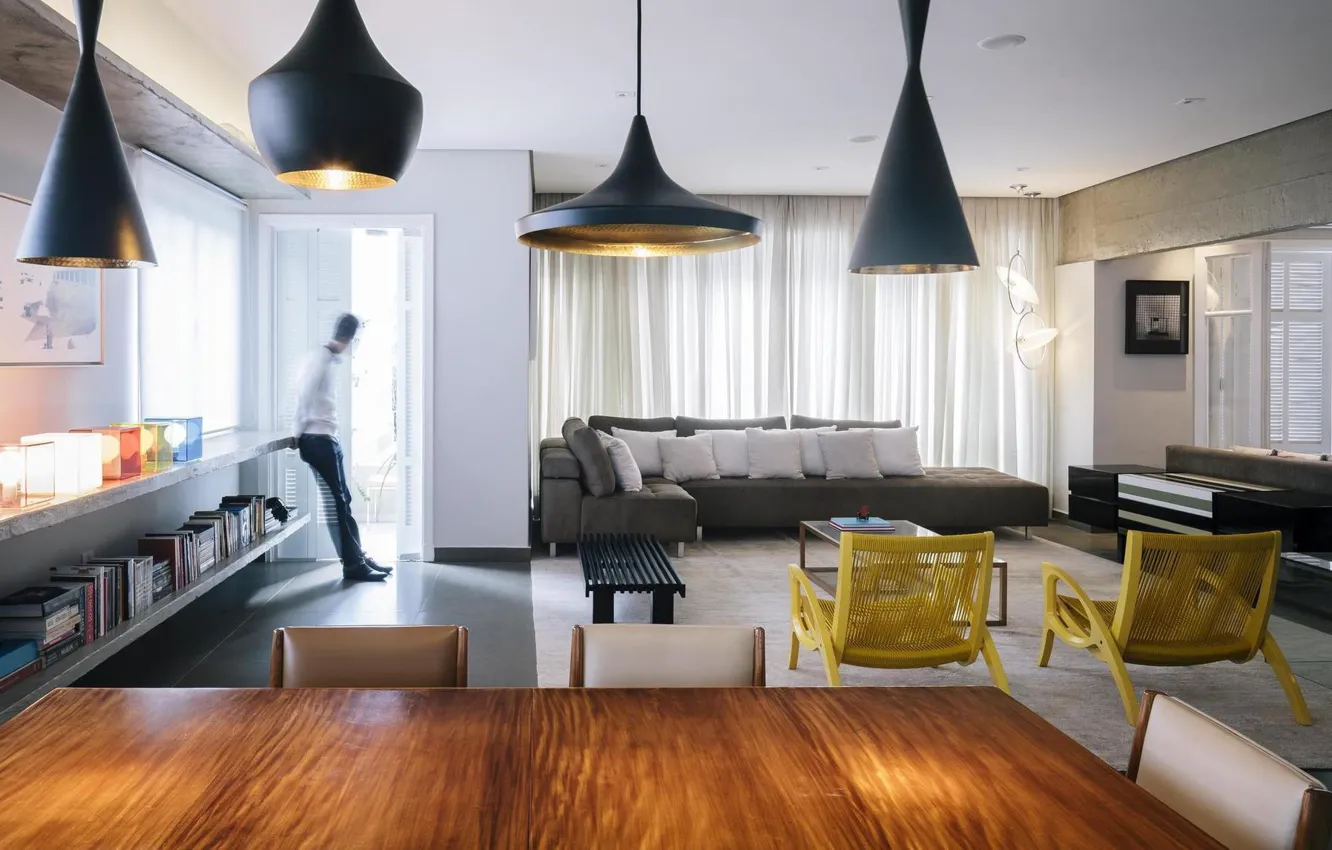 Фото обои дизайн, интерьер, гостиная, столовая, Maranhão Apartment, by Fc Studio