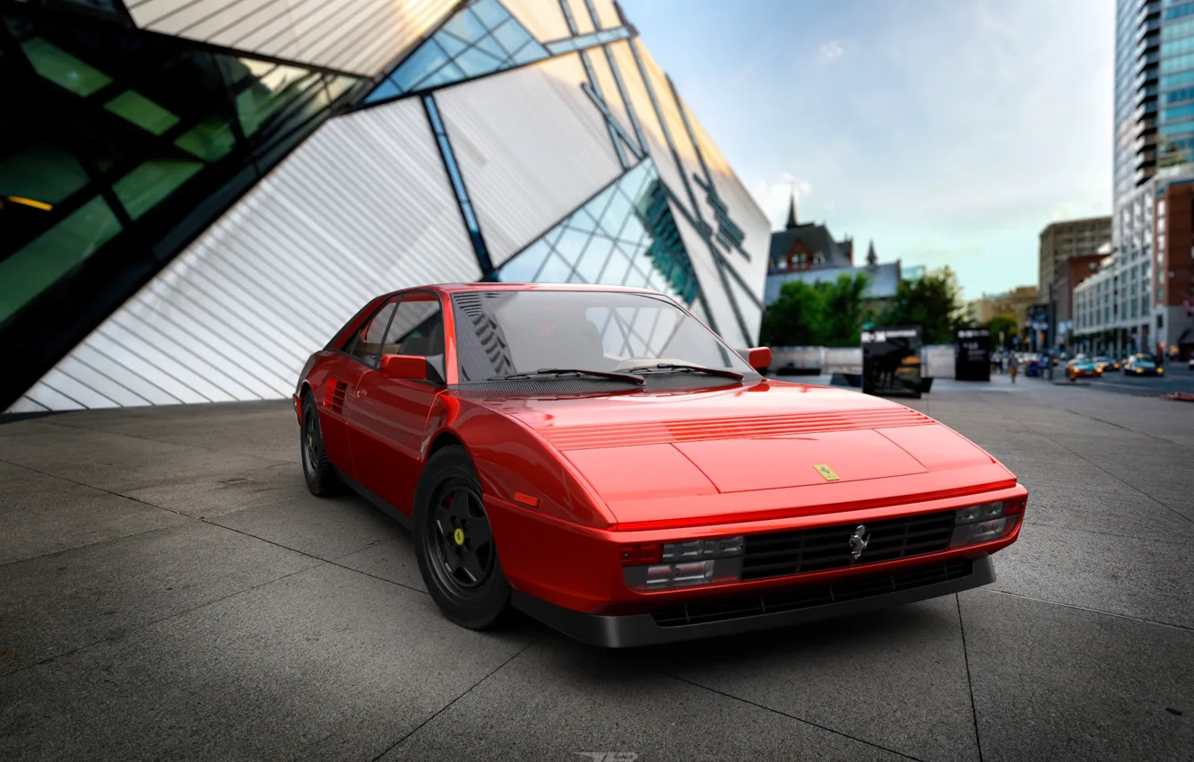 Фото обои Красный, Авто, Машина, Ferrari, 1980, Рендеринг, Mondial, by Mikhail Nikolaev
