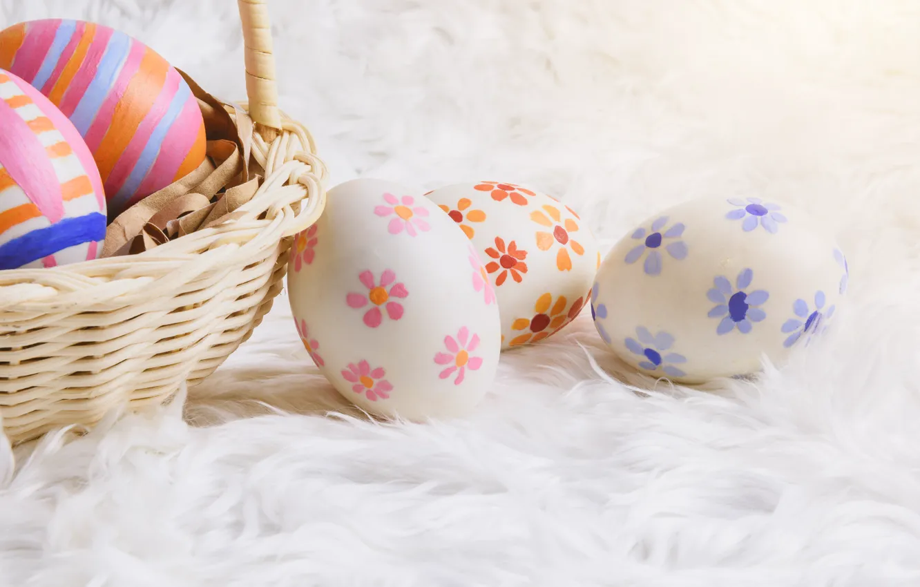 Фото обои корзина, яйца, Пасха, Праздник