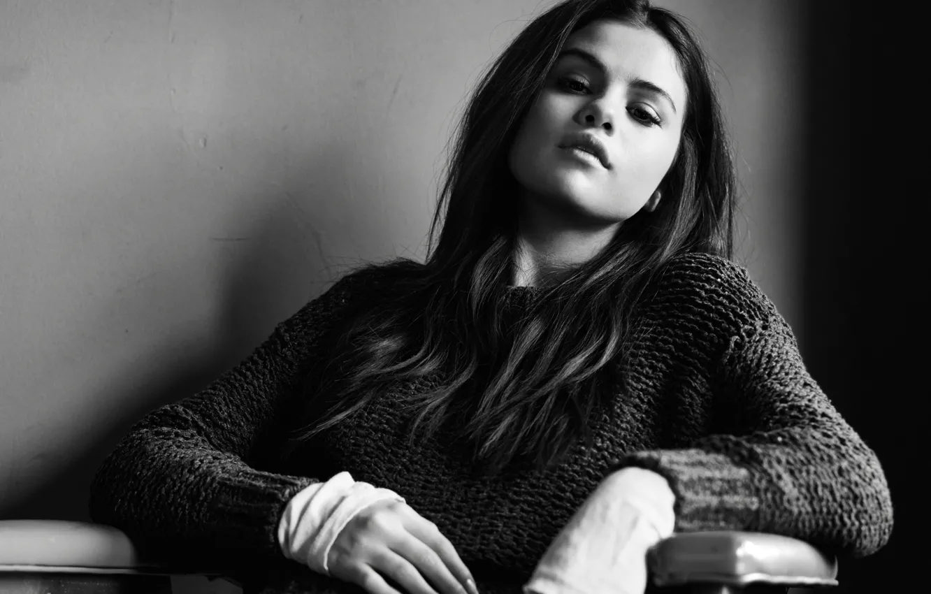 Фото обои фото, актриса, брюнетка, черно-белое, певица, Селена Гомес, Selena Gomez, InStyle