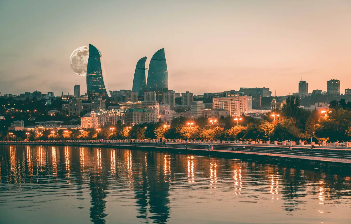 Фото обои beautiful, background, architecture, ancient, baku, azerbaijan