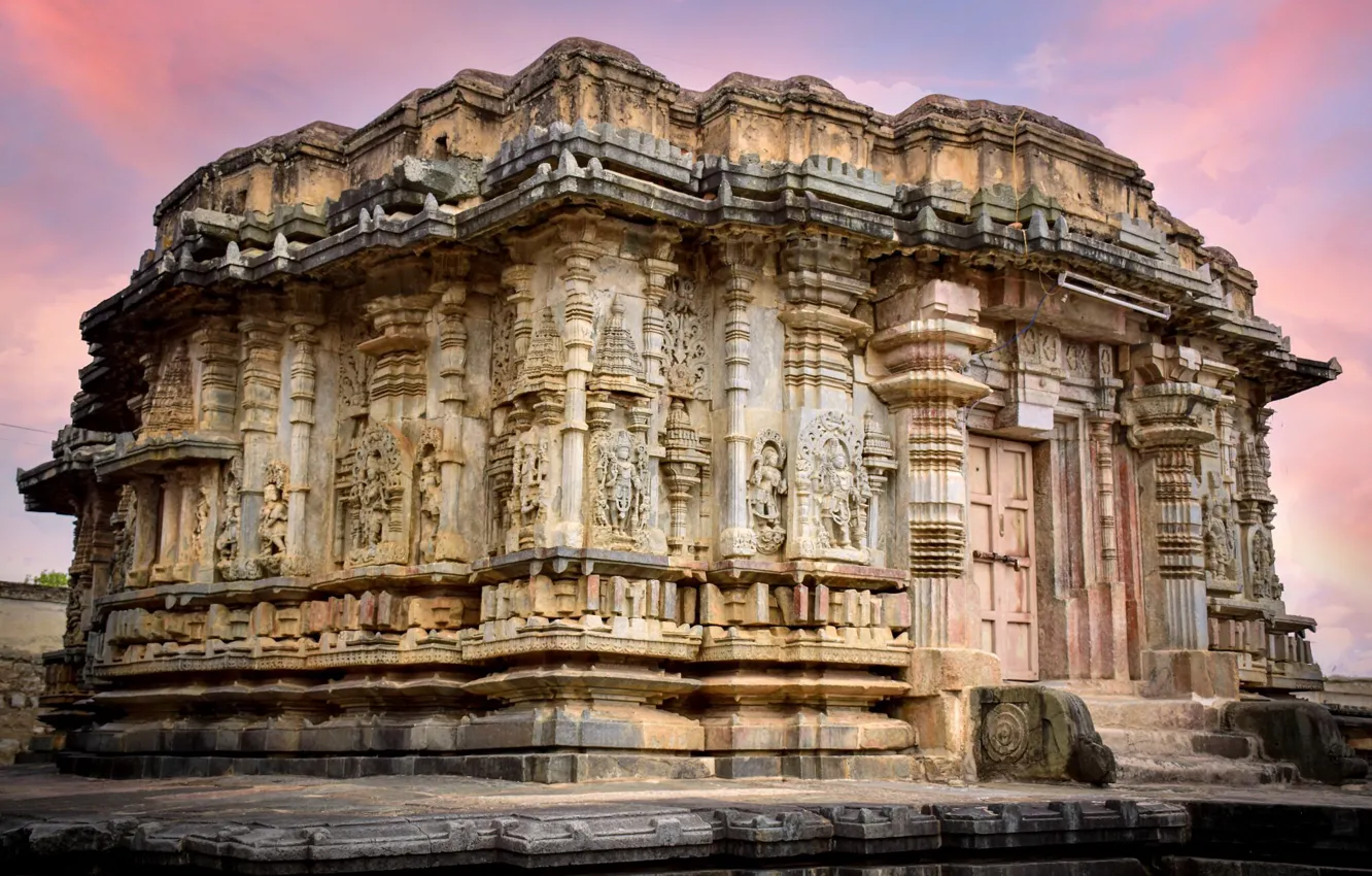 Фото обои architecture, ancient, india, temple, monument, karnataka
